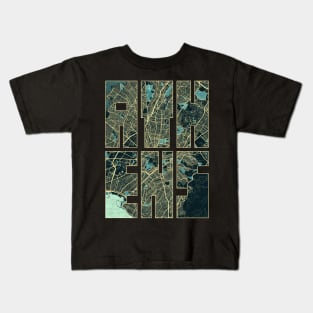 Athens, Greece City Map Typography - Summer Kids T-Shirt
